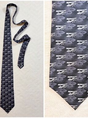 Beaufort The Rack Men's Airplane Gray White 100% Silk Classic Woven Tie